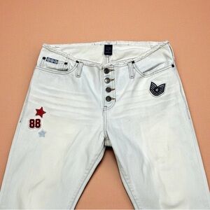 RARE Vintage 90s Abercrombie 1892 Distressed Super Fade Cropped Denim Jeans USA